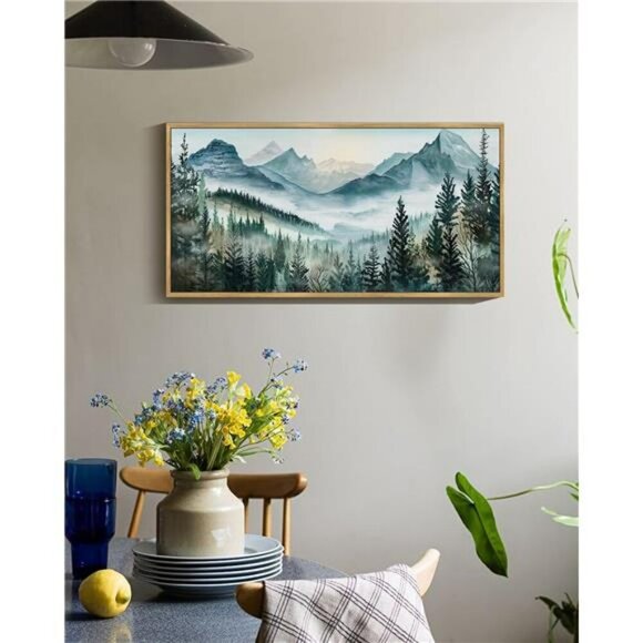 Vintage Mountain Landscape Wall Art Set Rustic Nature Framed Decor 8x16 - Picture 3 of 7